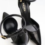 Scarpin Couro Premium Glam Verniz Salto Médio Fino Preto
