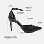 Scarpin Couro Premium Glam Verniz Salto Médio Fino Preto