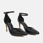 Scarpin Couro Premium Glam Verniz Salto Médio Fino Preto