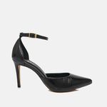 Scarpin Couro Premium Glam Verniz Salto Médio Fino Preto