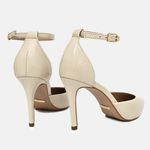 Scarpin Couro Premium Glam Verniz Salto Médio Fino Off White