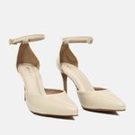 Scarpin Couro Premium Glam Verniz Salto Médio Fino Off White