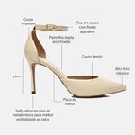 Scarpin Couro Premium Glam Verniz Salto Médio Fino Off White