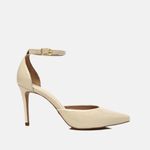 Scarpin Couro Premium Glam Verniz Salto Médio Fino Off White