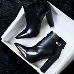 Bota Couro Premium Salto Bloco Alto Preto
