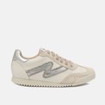 Tênis Couro Camurça Premium Zhaya Off White Prata