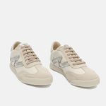 Tênis Couro Camurça Premium Zhaya Off White Prata