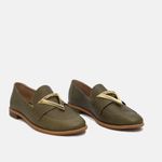 Loafer Couro Texturizado Verde Militar