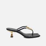 Mule Couro Crystal Salto Baixo Preto
