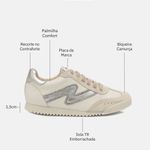 Tênis Couro Camurça Premium Zhaya Off White Prata