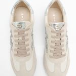 Tênis Couro Camurça Premium Zhaya Off White Prata