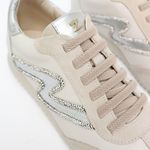 Tênis Couro Camurça Premium Zhaya Off White Prata
