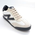 Tênis Couro Camurça Premium Zhaya Off White Preto