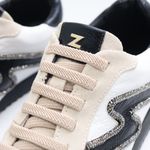 Tênis Couro Camurça Premium Zhaya Off White Preto