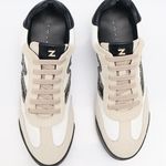 Tênis Couro Camurça Premium Zhaya Off White Preto