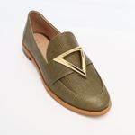 Loafer Couro Texturizado Verde Militar