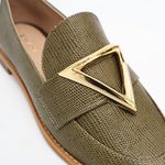Loafer Couro Texturizado Verde Militar
