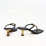 Mule Couro Crystal Salto Baixo Preto
