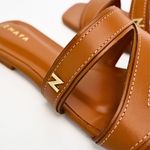 Rasteira Zhaya Couro Caramelo Caribe