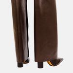 Bota Cano Longo Couro Premium Salto Bloco Alto Marrom Cacau