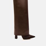 Bota Cano Longo Couro Premium Salto Bloco Alto Marrom Cacau