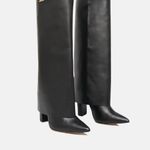 Bota Cano Longo Couro Premium Salto Bloco Alto Preto