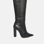 Bota Cano Longo Couro Premium Salto Bloco Alto Preto