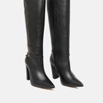 Bota Cano Longo Couro Premium Salto Bloco Alto Preto