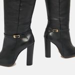 Bota Cano Longo Couro Premium Salto Bloco Alto Preto