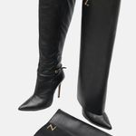 Bota Cano Longo Couro Premium Salto Alto Fino Preto
