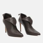 Ankle Boot Couro Premium Salto Alto Fino Marrom Café