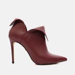 Ankle Boot Couro Premium Salto Alto Fino Vermelho Merlot