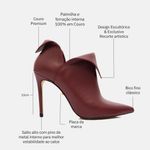 Ankle Boot Couro Premium Salto Alto Fino Vermelho Merlot