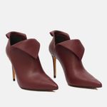 Ankle Boot Couro Premium Salto Alto Fino Vermelho Merlot