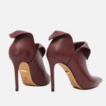 Ankle Boot Couro Premium Salto Alto Fino Vermelho Merlot