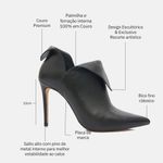 Ankle Boot Couro Premium Salto Alto Fino Preto