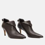 Ankle Boot Couro Premium Salto Baixo Fino Marrom  Café