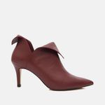 Ankle Boot Couro Premium Salto Baixo Fino Vermelho Merlot