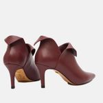 Ankle Boot Couro Premium Salto Baixo Fino Vermelho Merlot