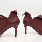 Ankle Boot Couro Premium Salto Baixo Fino Vermelho Merlot