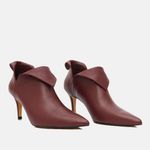 Ankle Boot Couro Premium Salto Baixo Fino Vermelho Merlot