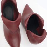 Ankle Boot Couro Premium Salto Baixo Fino Vermelho Merlot