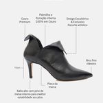 Ankle Boot Couro Premium Salto Baixo Fino Preto