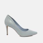 Scarpin Couro Salto Médio Fino Azul Celeste