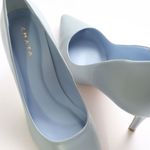 Scarpin Couro Salto Médio Fino Azul Celeste