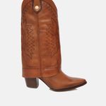 Bota Western Couro Premium Salto Bloco Caramelo