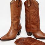 Bota Western Couro Premium Salto Bloco Caramelo