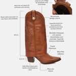 Bota Western Couro Premium Salto Bloco Caramelo