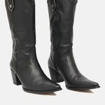 Bota Western Couro Premium Salto Bloco Preto