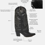 Bota Western Couro Premium Salto Bloco Preto